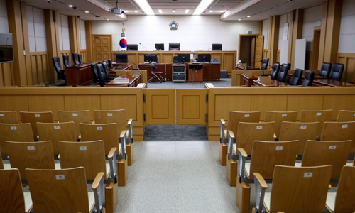 고유정의 항소심 선고 공판이 열릴 제주지방법원 201호 법정 내부 모습. 연합뉴스