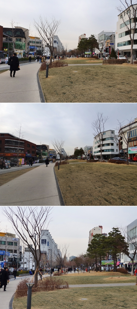 같은 자리에서 3개의 렌즈로 촬영한 모습. 광각, 초광각, 망원렌즈(상단부터). /구서윤 기자