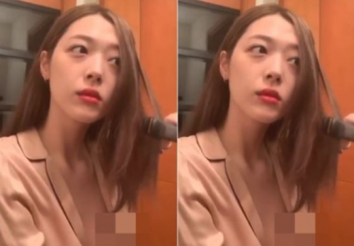 걸그룹 에프엑스 출신 방송인 설리의 SNS 라이브 방송 일부. /방송화면 캡처