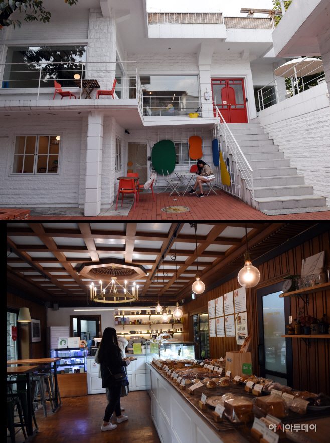 양옥집 2층에 위치한 브레드랩. 개성 있는 빵과 고즈넉한 분위기가 조화를 이룬다