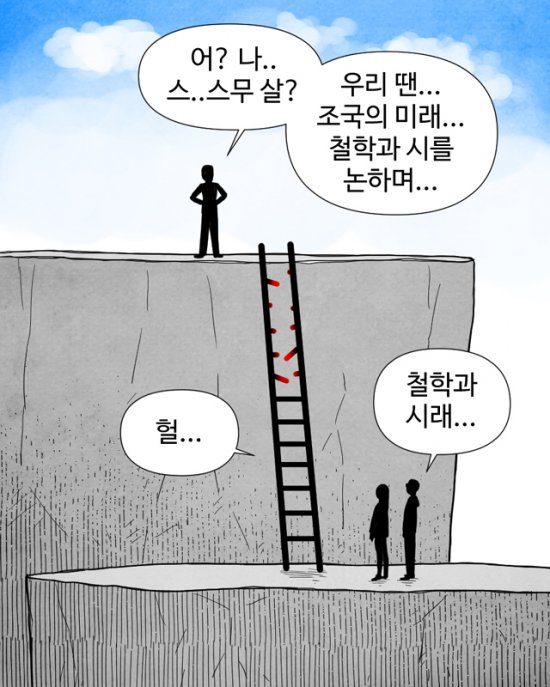 동아일보는 2000년생과 기성세대 사이에 원활한 소통을 위해 ‘웹뉴(웹툰 뉴스) 컬래버레이션’을 시도했다. 취재팀이 만나 심층 인터뷰한 2000년생들의 생각을 웹툰 작가들에게 보내 매회 관련 내용을 4컷 웹툰에 담았다. 1회 ‘넘사벽’ 웹툰은 ‘조국과민족’으로 유명한 강태진 작가가 기성세대를 바라보는 2000년생 입장에서 위트를 담아 제작했다.