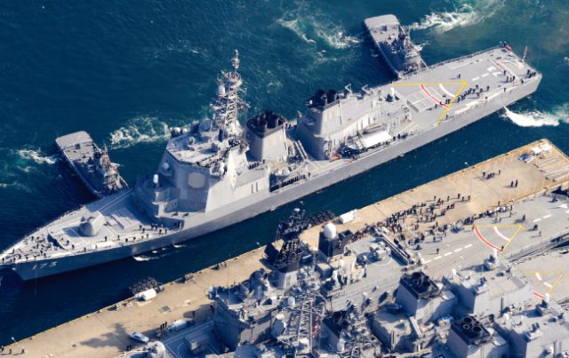 일본 해상자위대 이지스함. [AP=뉴시스]