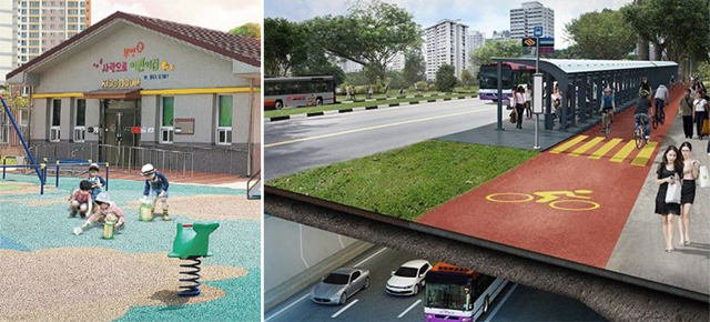 왼쪽부터 부영그룹 ‘미사강변신도시 사랑으로 부영’, 쌍용건설 ‘싱가포르 남북 고속도로 사업’.