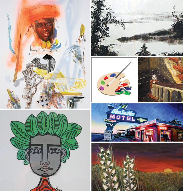 유명 인사의 그림은 자기표현 수단으로 그림을 활용할 수 있음을 보여줌으로써 미술의 대중적 저변을 확대하는 효과가 있다. 왼쪽 위부터 시계 방향으로 가수 나얼, 배우 심은하, 가수 데이비드 보위, 밥 딜런, 배우 임하룡, 하정우의 작품. space xx·토포하우스·방송 및 유튜브 캡처