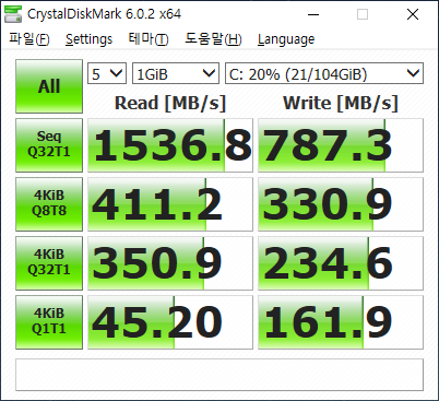 NVMe N.2 SSD가 장착된 만큼 빠른 속도를 보여준다.