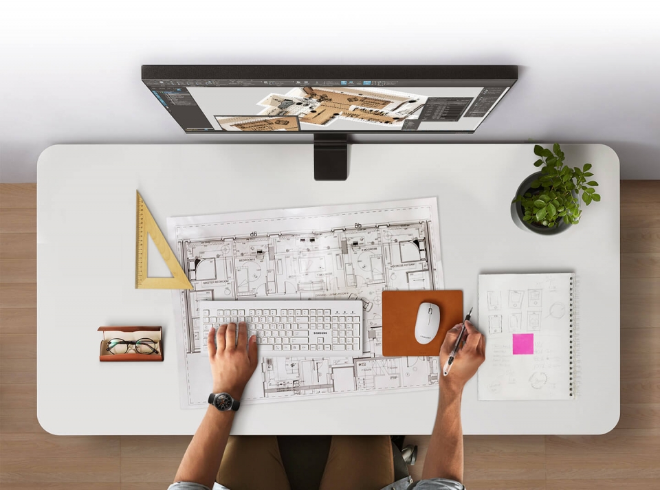 모니터를 사용하지 않을 때는 일반 사무용 책상으로 쓸 수 있다.