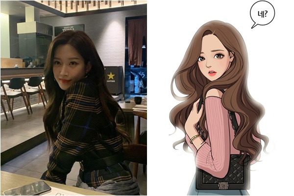 (출처=문가영SNS, 네이버웹툰 '여신강림' 1화 캡처)