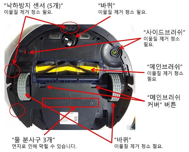 로봇청소기 주요 부분과 성능.
