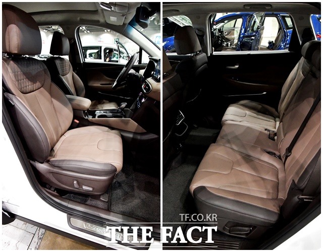 신형 싼타페는 키가 180cm인 남성 운전자가 편안한 자세로 운전석을 세팅한 후에 뒷좌석에 비슷한 신체조건인 사람이 앉았을 때에도 충분한 무릎공간이 확보된다. /일산=이덕인 기자