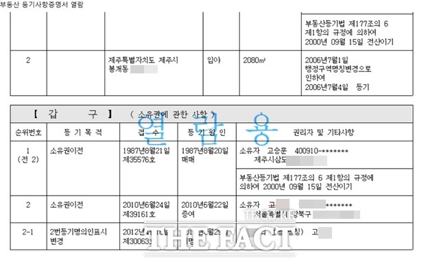 고 씨 일가의 가족묘지 소유주는 고경택의 조카인 고승훈의 아들이다. 그러나 고 씨는 지난 2012년 개명 후 제주도에서 숙박업을 하는 것으로 알려진 것이 전부다.