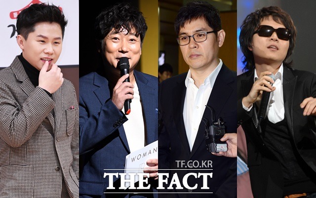 전문가들은 집중 스포트라이트를 받는 연예인들이 스트레스를 풀 곳을 찾다 음지에 기대는 경향이 있다고 분석한다. 사진은 도박논란에 휩싸였던 양세형 이수근 김용만 신정환(왼쪽부터). /더팩트 DB