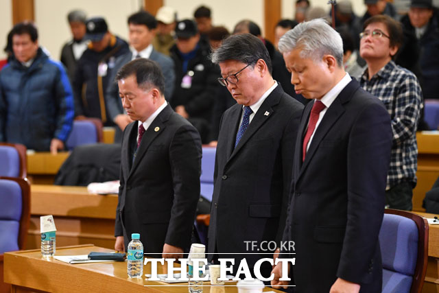 김기수 변호사, 조원진 대한애국당 대표, 성창경 KBS 공영노동조합 위원장(왼쪽부터)