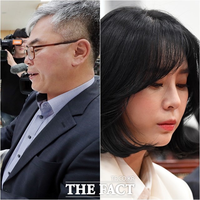 박훈 변호사(좌)가 23일 오후 윤지오에 대한 고소장을 접수하는 모습. 그는 윤지오가 김수민 작가를 모욕했다고 주장했다. /뉴시스, 남윤호 기자