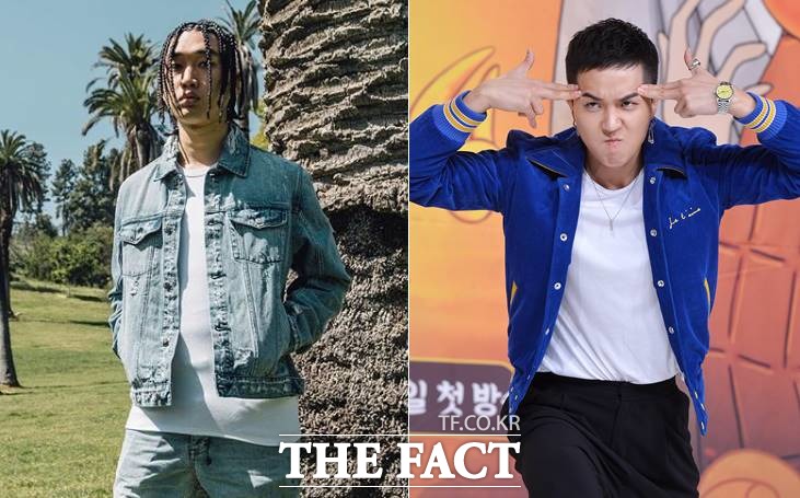 래퍼 김효은(왼쪽)과 송민호도 '여성 비하' 가사로 논랂에 휩싸였다. /김효은 인스타그램, 더팩트DB