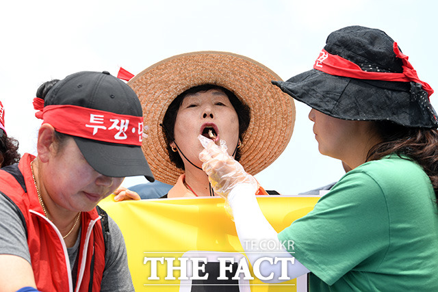 집회를 끝내고 개고기 시식