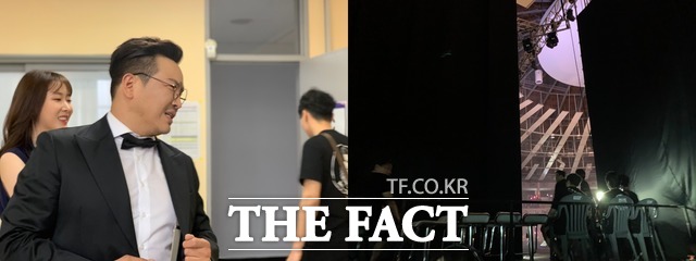 MC딩동의 무대 뒷모습. /문수연 기자