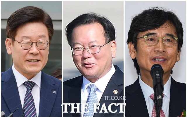 '여권 잠룡'들이 조 후보자의 엄호 사격에 나서 눈길을 끈다. 왼쪽부터 이재명 경기도지사, 김부겸 전 행정안전부 장관, 김부겸 노무현재단 이사장. /더팩트 DB