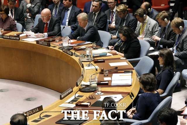 전문가들은 한광성의 유벤투스 이적이 대북제재 결의안에 위반된다는 것에 입장을 달리했따. 2018년 유엔 안보리 회의장의 모습. /AP.뉴시스