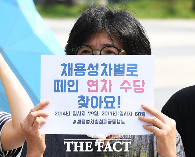 피켓을 들고 구호 외치는 참가자