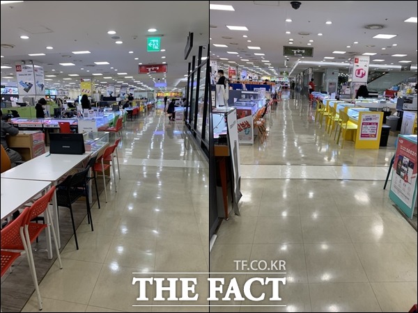 이날 오전 11시 테크노마트 내 매장 대부분은 고객들의 발길이 끊긴 채 한산한 분위기가 이어졌다. /최수진 기자