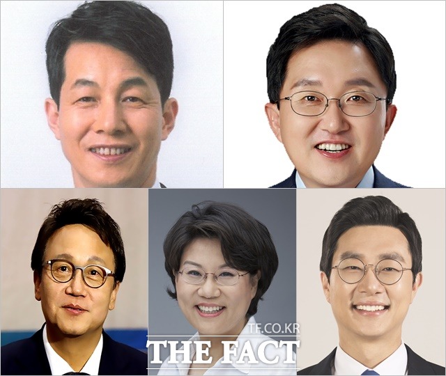 왼쪽 위에서부터 시계 방향으로 '서울 구로을' 윤건영 민주당, 김용태 통합당 후보, '동대문을' 장경태 민주당, 이혜훈 통합당, 민병두 무소속 후보. /중앙선관위 제공