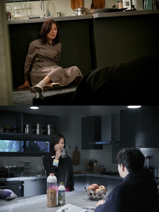 김희애는 절묘한 완급조절과 섬세한 내면 연기에 더한 온몸 열연 그리고 지적인 카리스마로 완성한 사이다 걸크러시로 '부부의 세계'의 텐션을 뒤흔들고 있다. /YG엔터테인먼트, JTBC스튜디오 제공