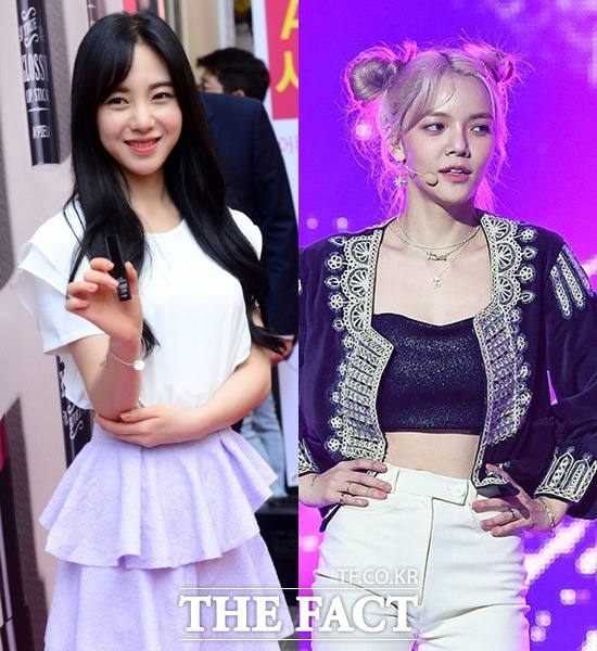 AOA 출신 배우 민아(왼쪽)가 멤버였던 지민의 괴롭힘 때문에 팀을 탈퇴했다고 폭로했다. /더팩트 DB