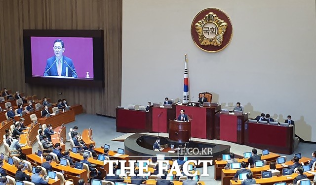 주호영 미래통합당 원내대표가 21일 오전 국회 본회장에서 진행한 국회 교섭단체 대표연설에서 문재인 정권의 민낯과 실정을 조목조목 지적하고, 통합당식 대안을 제시했다. /국회=허주열 기자