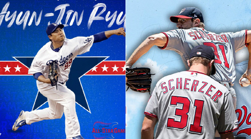 올 시즌 메이저리그 내셔널리그 사이영상 후보로 거듭난 LA다저스 류현진(왼쪽), 워싱턴 내셔널스 맥스 셔저. 캡처 | LA다저스, 워싱턴 트위터