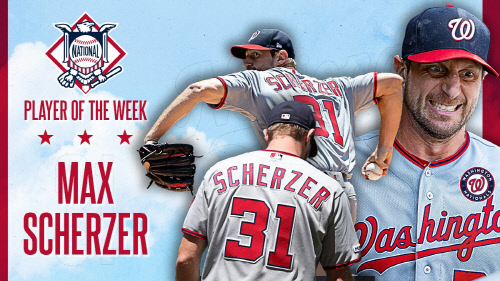 이주의 선수에 선정된 맥스 슈어저. 캡처 | 워싱턴 트위터