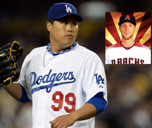 LA 다저스 류현진. 작은 사진은 켈리. 2014. 4.23. 로스앤젤레스 (미 캘리포니아주) | 최승섭기자 thunder@sportsseoul.com