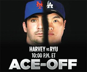 2013년 8월 14일 다저스타디움에서 열린 다저스와 뉴욕 메츠 경기 전국중계 방송 예고 포스터.