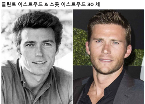 30세의 클린트 이스트우드(왼쪽)와 아들 스콧 이스트우드. 출처|더썬