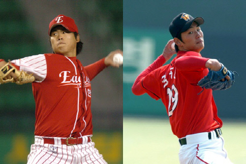 신인 시절 한화 류현진(왼쪽)과 SK 김광현. 사진 | 스포츠서울 DB