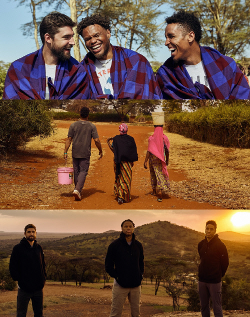 농구선수 말콤 브로그던과 함께 봉사활동에 나선 동료 선수들. 출처|브로그던 패밀리 재단