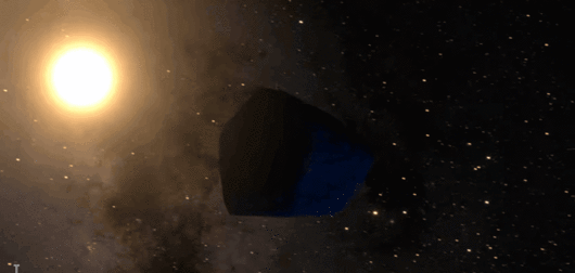 지구를 스치고 달로 접근하는 ‘2024 YR4’ 상상도. 미국 국립 광학·적외선 천문연구소(NOIRLab) 제공