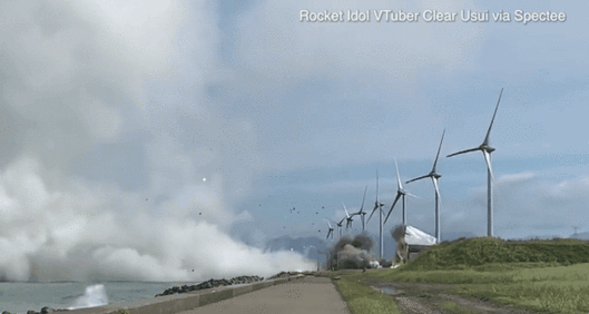 일본 우주항공연구개발기구(JAXA)가 14일 아키타현 노시로에서 연소 시험 중이던 소형 로켓 ‘입실론S’의 엔진이 폭발해 연기가 하늘로 치솟고 있다. 2023.7.14