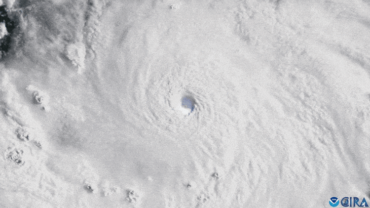 미국 해양대기청(NOAA)의 GOES-19 위성이 우주에서 관측한 허리케인 에린의 모습. NOAA 제공