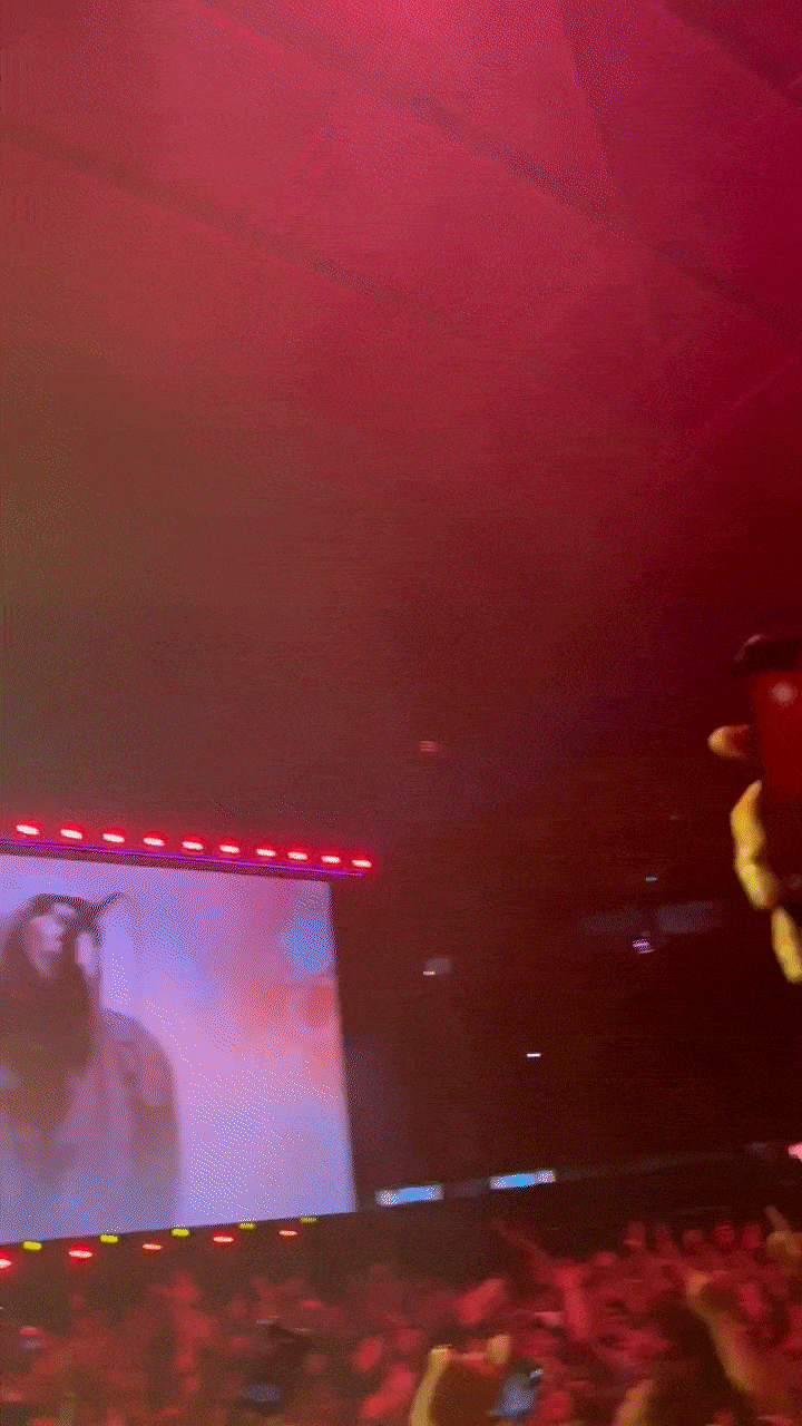 한 관객이 던진 조명탄이 관중들 사이에 떨어지는 모습. 엑스 캡처