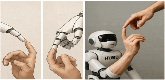 출처 : 인간의 손과 터치하는 휴보의 손(필자가 소라로 생성한 그림)