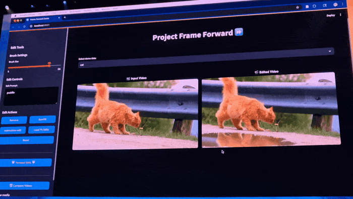 어도비의 ‘프로젝트 프레임 포워드’ 시연 영상. <촬영=고민서 기자>