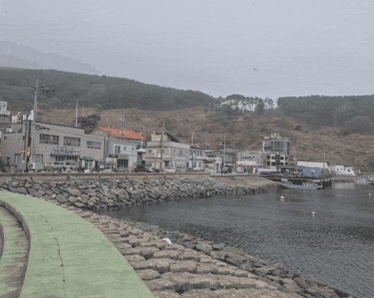 부산 강서구 가덕도 대항선착장과 마을 전경. 본격적인 공사가 시작되면 이 일대는 전면 매립된다. 최서윤 기자