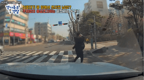 22일 경찰청은 경기 고양시 일산동구의 한 횡단보도에서 갑자기 쓰러진 남성을 살린 운전자의 영상을 공개했다. /유튜브