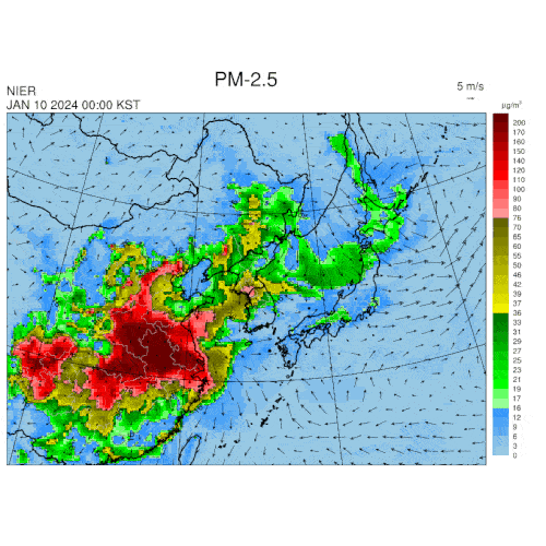 초미세먼지(PM2.5) 모델 예측 결과. [국립환경과학원 제공. 재판매 및 DB 금지]