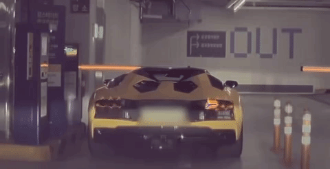 지난 19일 유튜브 채널 '몇대몇? 블랙박스'에 올라온 블랙박스 영상. 차량 전고가 1136㎜로 낮은 슈퍼카 람보르기니가 주차장 차단기를 마치 림보를 하듯 통과하고 있다. [유튜브 갈무리]