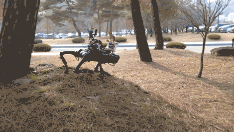 KAIST가 개발한 블라인드 보행이 가능한 사족보행로봇 ‘드림워커’. [KAIST 제공]