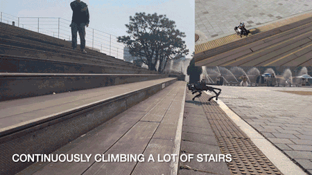 KAIST가 개발한 블라인드 보행이 가능한 사족보행로봇 ‘드림워커’. [KAIST 제공]