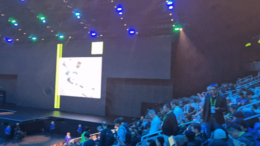 18일(현지시간) 오후 미국 캘리포니아주 새네제이 SAP센터는 젠슨 황 엔비디아 최고경영자(CEO)의 기조연설을 보려는 인파가 대거 몰리면서 1만7000석 규모의 객석이 가득 찼다. 사진=김현일 기자(새너제이)