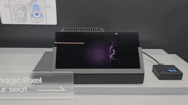 9일(현지시간)부터 닷새간 독일 뮌헨에서 열리는 세계 최대 모빌리티 전시회 ‘IAA 모빌리티 2025’ 삼성디스플레이 부스에 플렉스 매직 픽셀 기술이 전시돼 있다. 뮌헨=박지영 기자.