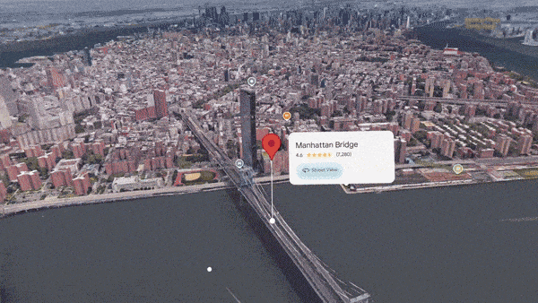 갤럭시 XR을 활용해 뉴욕의 식당을 찾아가는 모습. [삼성전자 제공]